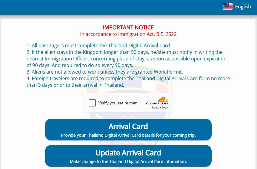 электронная Миграционная карта в Тайланд